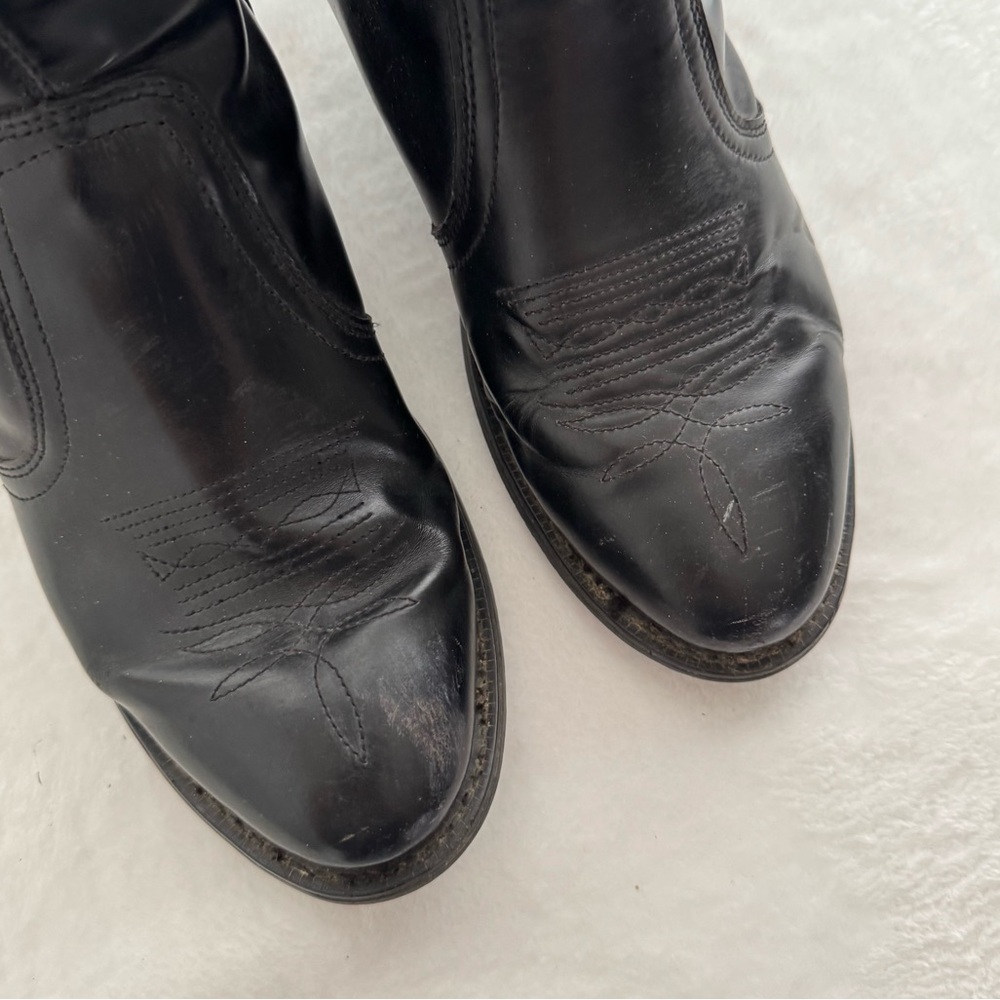 Vintage Men’s Leather Cowboy Ankle Boots Size 8.5 E Black - Picture 6 of 8